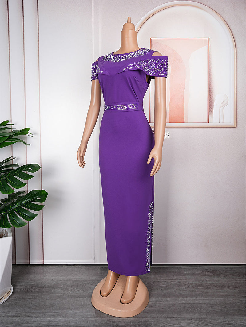HDAfricanDress Elegant African Dresses For Women Short Sleeve Plus Size Lady Wedding Party Dress 603