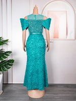 HDAfricanDress Plus Size Evening Dresses For Women African Luxury Sequin Elegant Wedding Party Dress 604