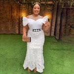 HDAfricanDress Plus Size Evening Dresses For Women African Luxury Sequin Elegant Wedding Party Dress 6011