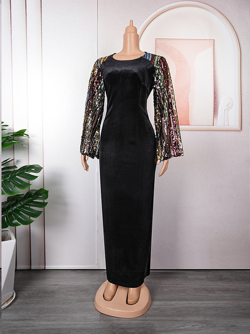 HDAfricanDress African Dresses For Women 2023 New Dashiki Sequin Bodycon Fashion Kaftan Turkish Outfits 603