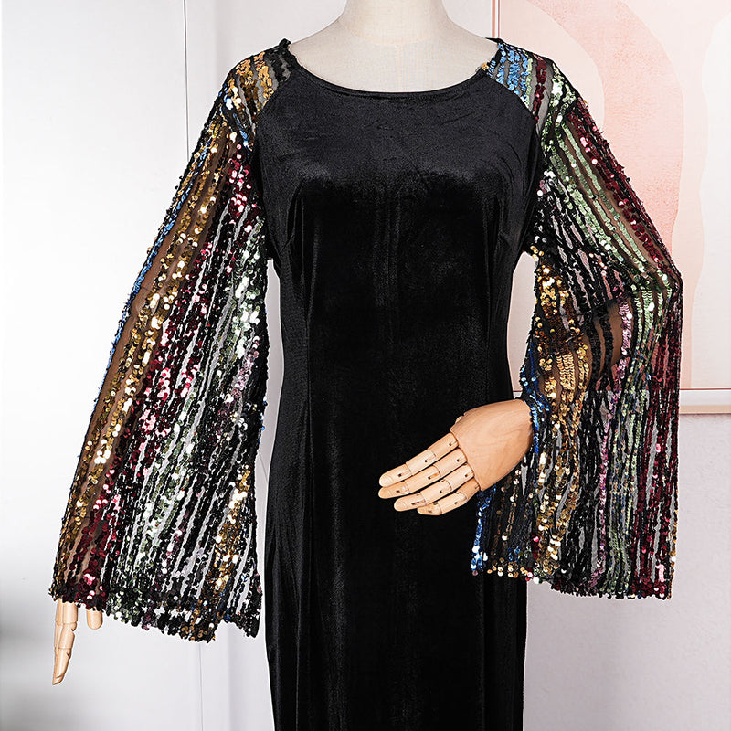 HDAfricanDress African Dresses For Women 2023 New Dashiki Sequin Bodycon Fashion Kaftan Turkish Outfits 605