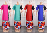 HDAfricanDress African Dresses For Women 2023 Short Sleeve Loose Maxi Dress Dashiki Ankara Print Outfits 609