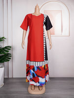 HDAfricanDress African Dresses For Women 2023 Short Sleeve Loose Maxi Dress Dashiki Ankara Print Outfits 6015