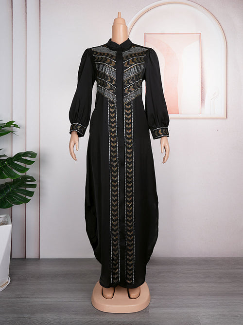 HDAfricanDress Plus Size African Party Dresses For Women Dashiki Black Abayas Robe Ankara Dress 602