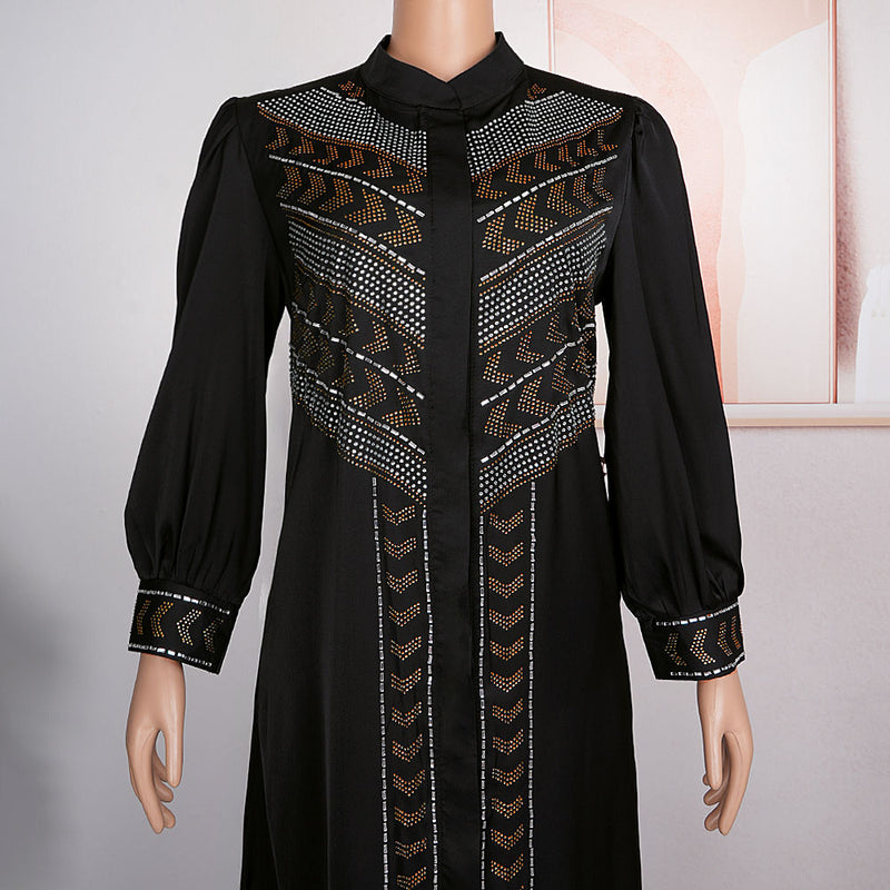 HDAfricanDress Plus Size African Party Dresses For Women Dashiki Black Abayas Robe Ankara Dress 605