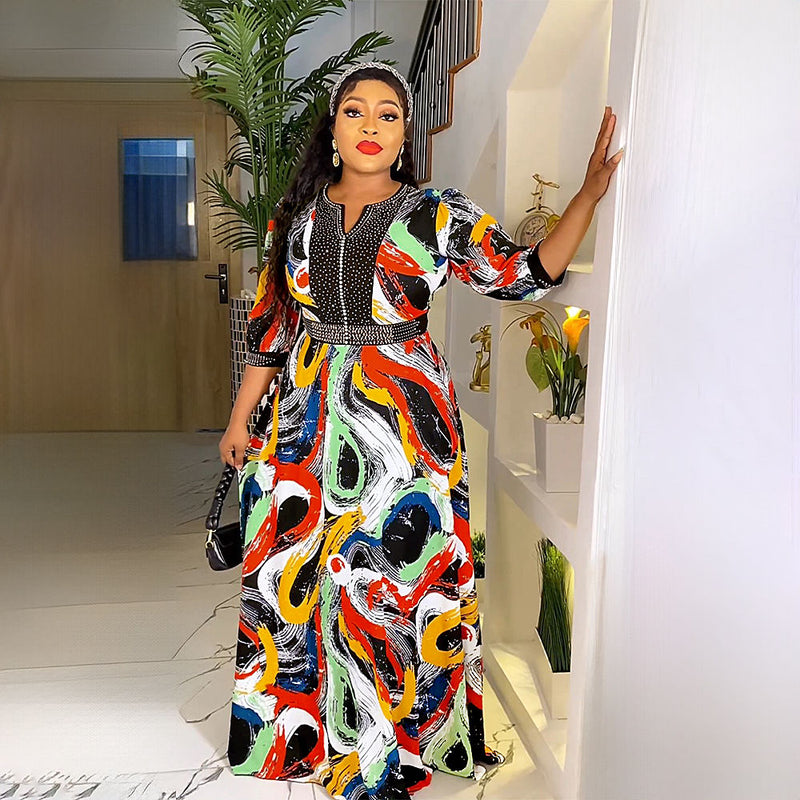 HDAfricanDress African Party Dresses For Women 2023 New Dashiki Ankara Print Evening Gowns Turkey Outfits 6010