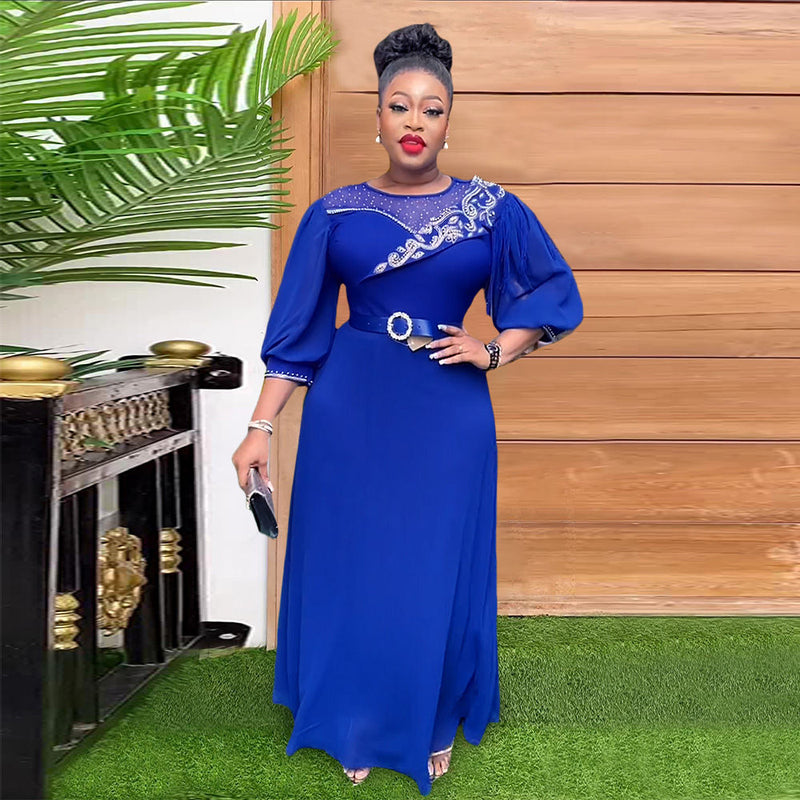 HDAfricanDress Elegant African Dresses For Women 2023 New Autumn Plus Size Wedding Party Long Dress 601