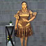 HDAfricanDress Elegant African Dresses For Women Flare Sleeve Plus Size Party Dress Dashiki Outfits Robe 6010