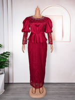 HDAfricanDress African Dresses For Women 2023 Autumn Dashiki Ankara Lace Turkey Dress 6012