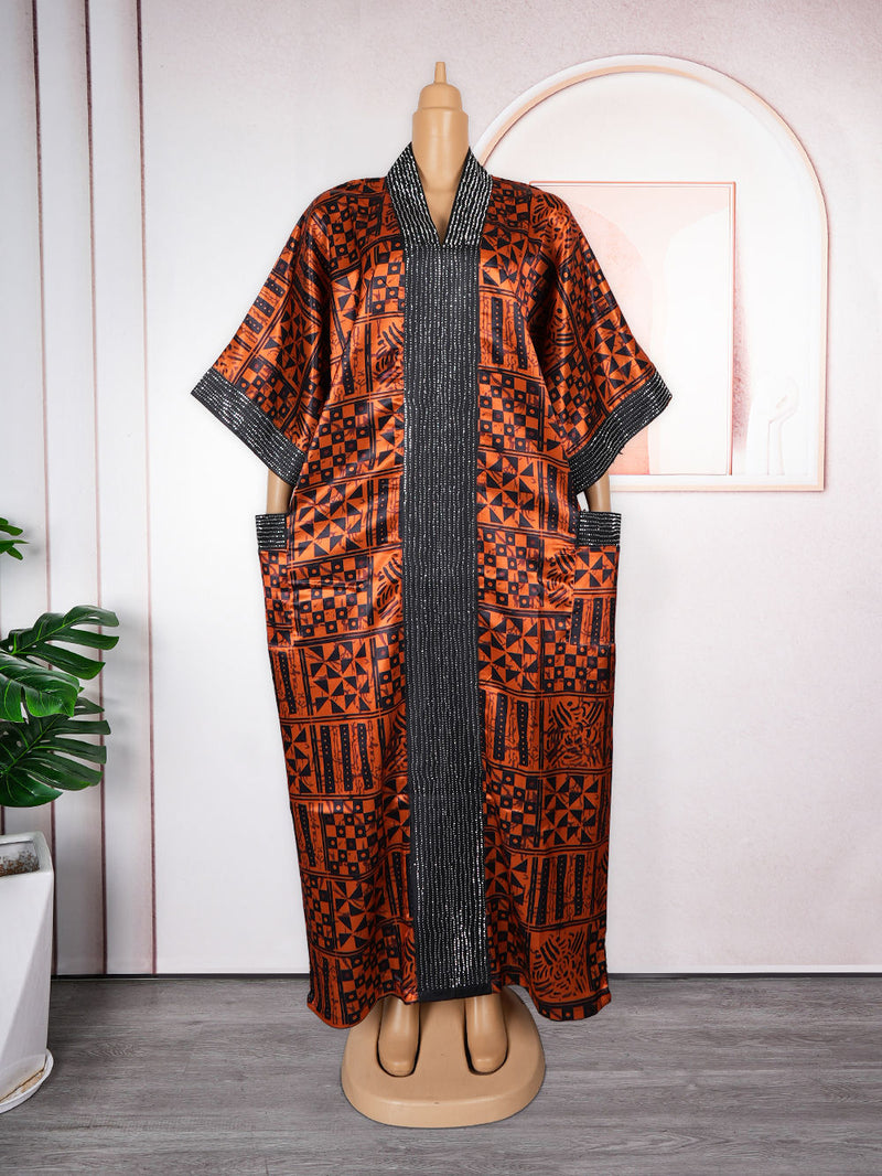 HDAfricanDress Abayas For Women Dubai Luxury 2023 African Muslim Dress Caftan Plus Size Robe 1012