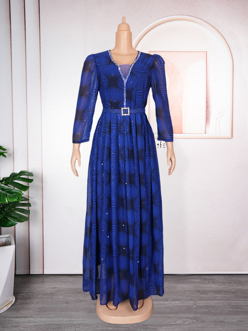 HDAfricanDress African Dresses For Women 2024 Plus Size Elegant Evening Party Turkey Muslim Print Dress 6012