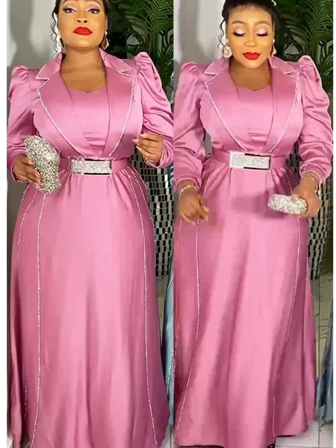 HDAfricanDress African Elegant Party Dresses For Women 2024 New Fashion Satin Maxi Long Kaftan Dresses 101