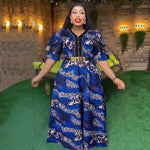 HDAfricanDress African Dresses For Women 2023 Wedding Party Autumn Elegant Turkey Print Maxi Dress 601