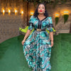 HDAfricanDress African Dresses For Women 2023 Wedding Party Autumn Elegant Turkey Print Maxi Dress 6010