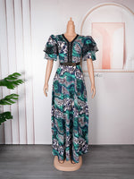HDAfricanDress African Dresses For Women 2023 Wedding Party Autumn Elegant Turkey Print Maxi Dress 6011