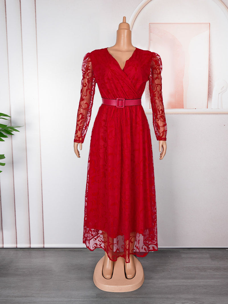 HDAfricanDress Plus Size African Party Dresses For Women 2024 New Fashion Lace Elegant Turkey Dress 611