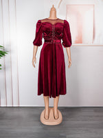 HDAfricanDress Plus Size Dubai Luxury Wedding Party Dresses For African Women 2024 Ankara Velvet Robe 6014