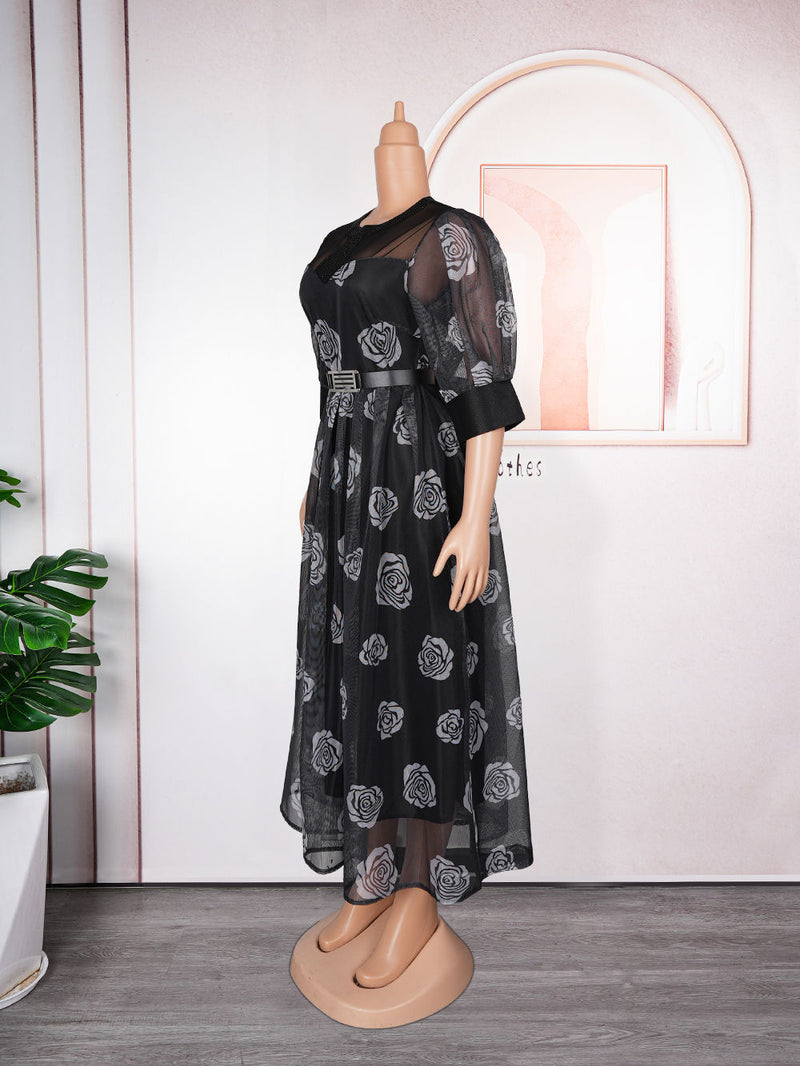 HDAfricanDress Plus Size African Party Dresses For Women 2024 New Kaftan Print Maxi Long Dress 603