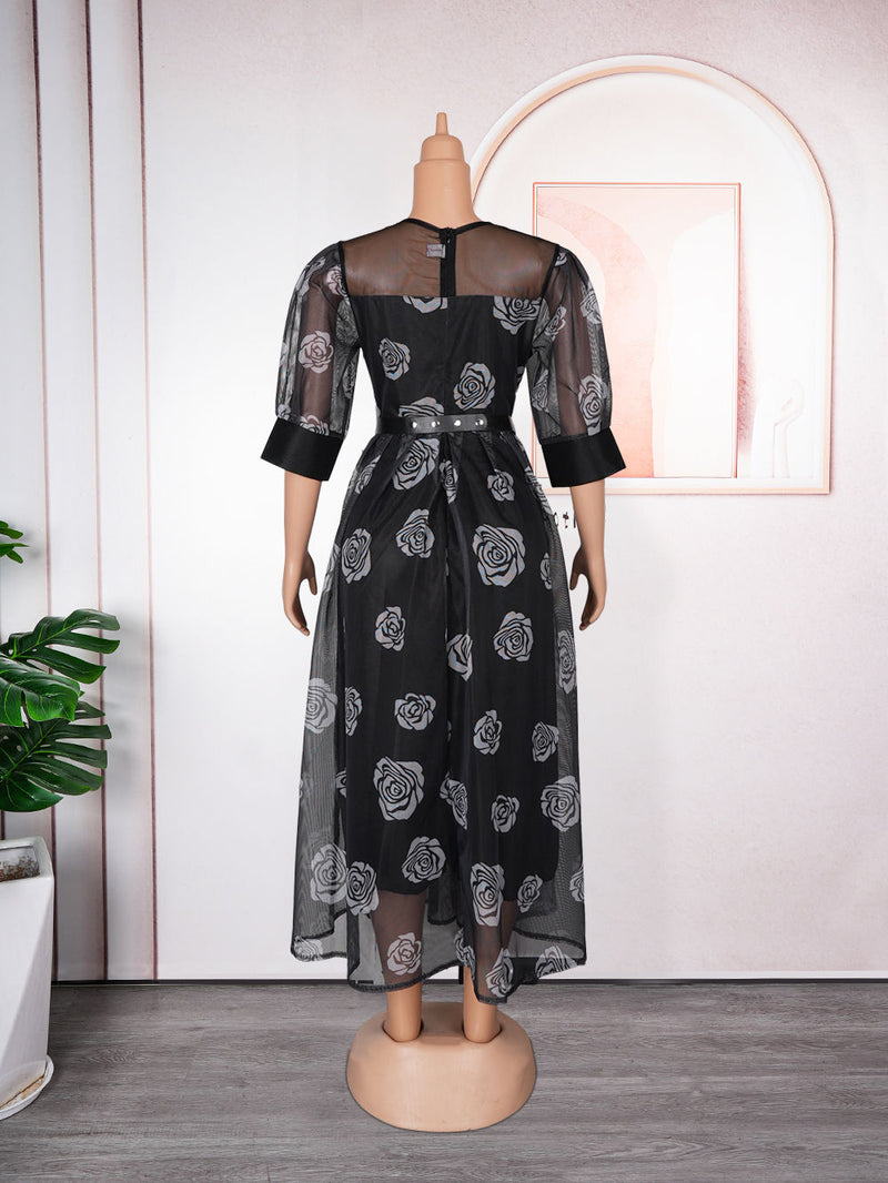 HDAfricanDress Plus Size African Party Dresses For Women 2024 New Kaftan Print Maxi Long Dress 604