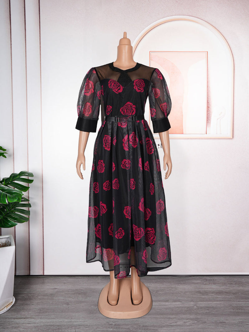 HDAfricanDress Plus Size African Party Dresses For Women 2024 New Kaftan Print Maxi Long Dress 6012