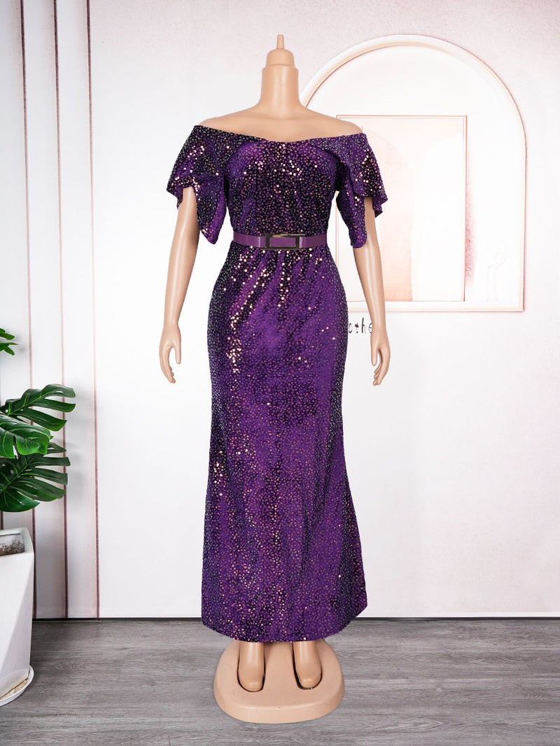 purple dashiki dress 0000 - Purple Dashiki Print Dress Skirt
