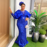 HDAfricanDress Plus Size African Party Dresses For Women Dashiki Ankara Sequin Bodycon Maxi Dress 601