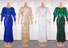 HDAfricanDress Plus Size African Party Dresses For Women Dashiki Ankara Sequin Bodycon Maxi Dress 607