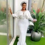 HDAfricanDress Plus Size African Party Dresses For Women Dashiki Ankara Sequin Bodycon Maxi Dress 6010