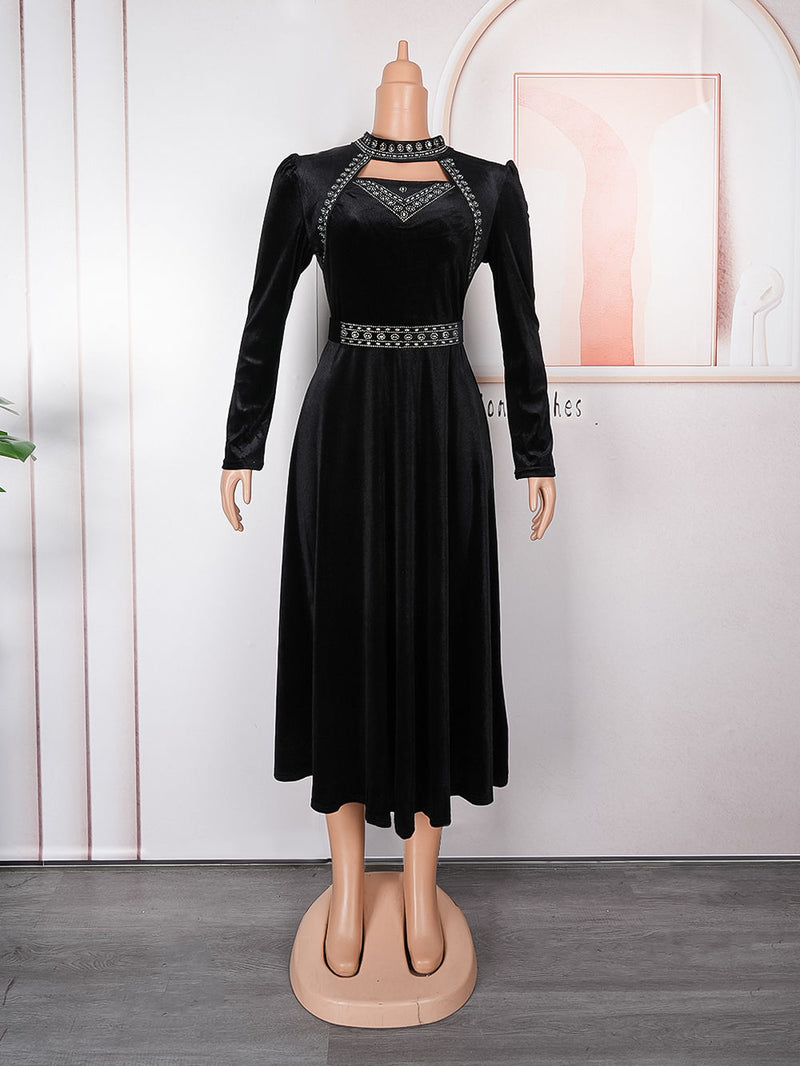 HDAfricanDress Plus Size Dubai Luxury Dresses For African Women 2024 New Ankara Turkey Velvet Outfits 613