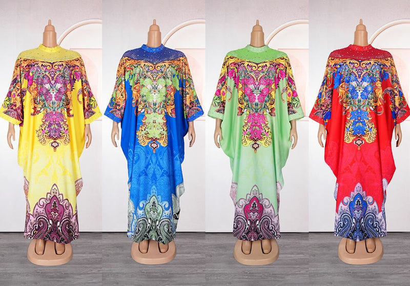 HDAfricanDress Elegant African Dresses For Women Muslim Print Boubou Abayas Robe Dashiki Ankara Outfit 109