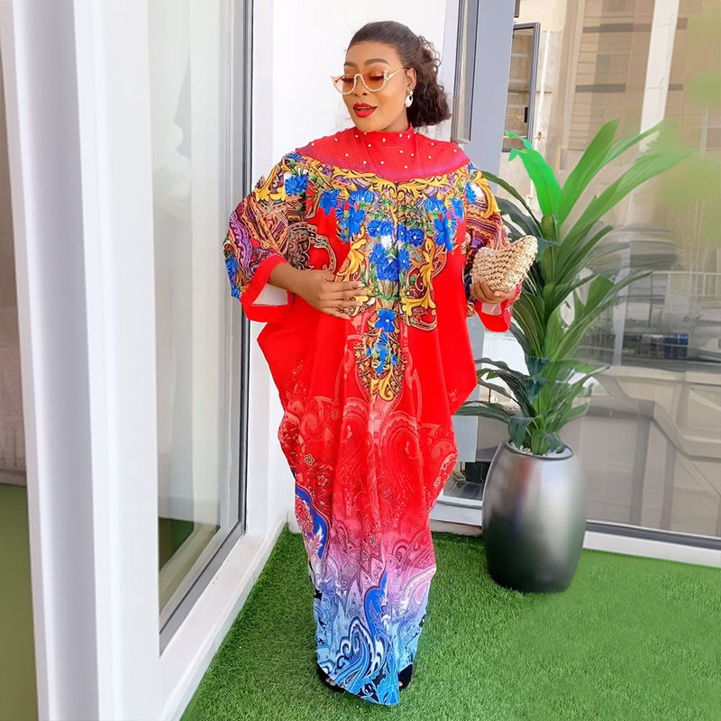 HDAfricanDress Elegant African Dresses For Women Muslim Print Boubou Abayas Robe Dashiki Ankara Outfit 114