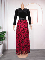 HDAfricanDress African Party Dresses For Women 2024 New Fashion Ankara Velvet Elegant Turkey Muslim Dress 609