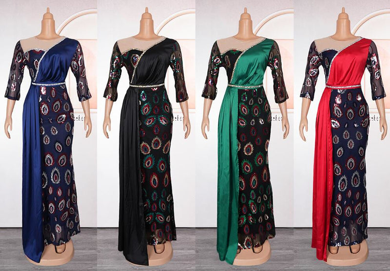 HDAfricanDress African Party Long Dresses For Women 2024 Dashiki Ankara Sequin Evening Turkey Outfits 107