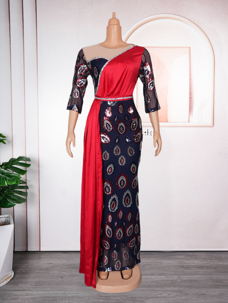 HDAfricanDress African Party Long Dresses For Women 2024 Dashiki Ankara Sequin Evening Turkey Outfits 113
