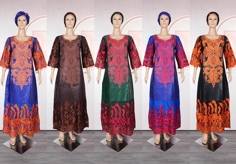 HDAfricanDress 2024 Embroidery Bazin Riche African Dresses For Women Ankara Robe Boubou Dashiki Dress 108