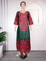 HDAfricanDress 2024 Embroidery Bazin Riche African Dresses For Women Ankara Robe Boubou Dashiki Dress 1012