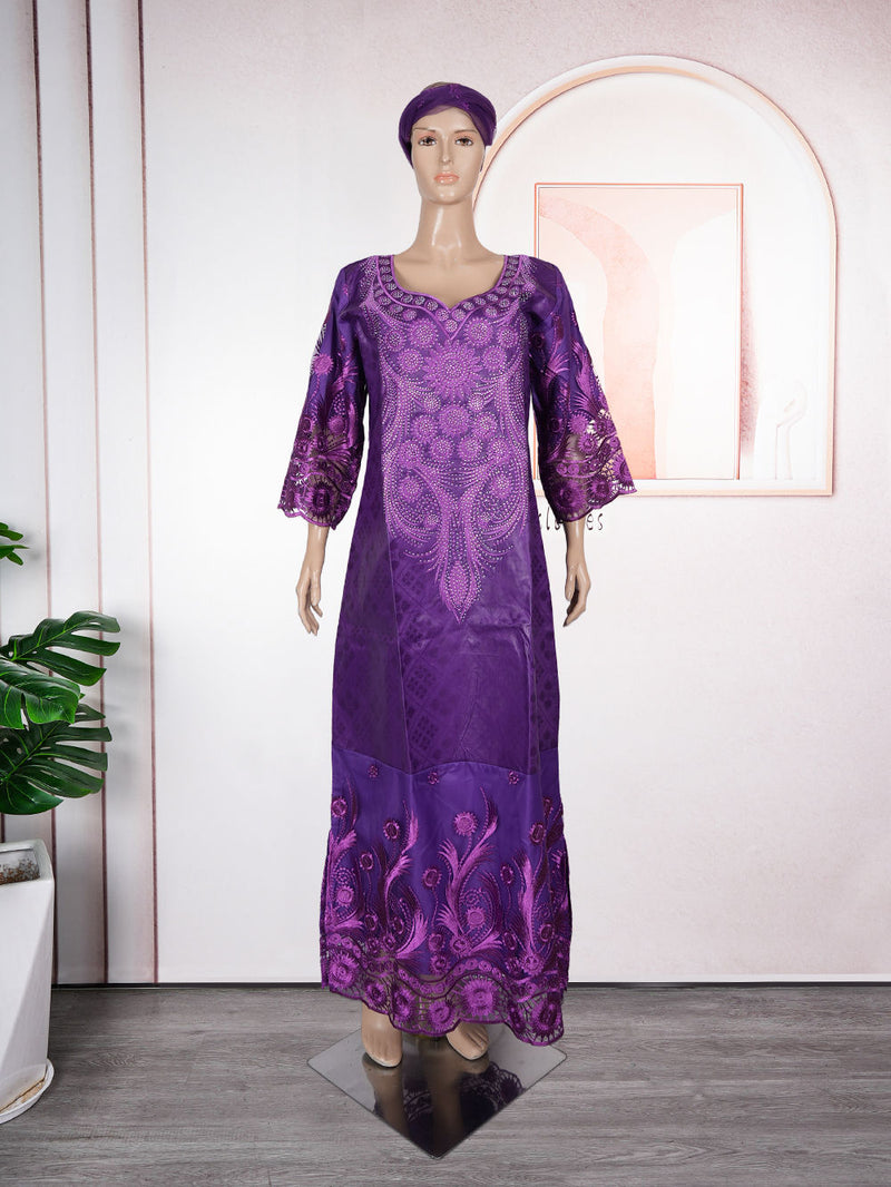 HDAfricanDress African Dress For Women 2024 Embroidery Bazin Riche Ankara Ramadan Wedding Party Clothing 110