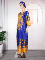 HDAfricanDress African Dress For Women Embroidery Blue Bazin Riche 2024 Boubou Ankara Dashiki Clothing 103
