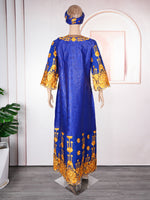 HDAfricanDress African Dress For Women Embroidery Blue Bazin Riche 2024 Boubou Ankara Dashiki Clothing 104