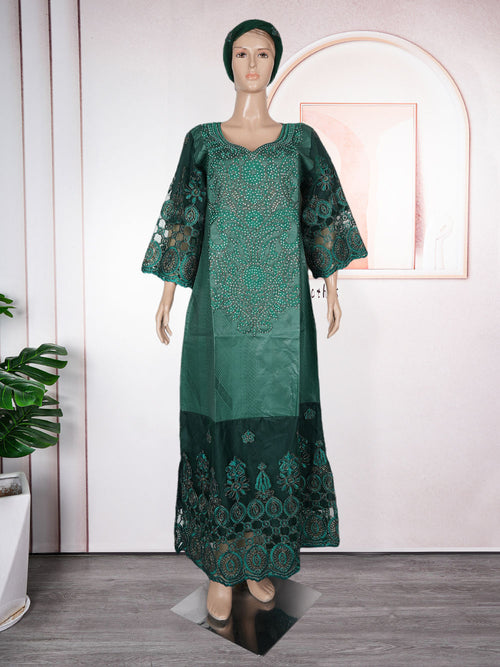 HDAfricanDress African Women 2024 Traditional Ankara Caftan Boubou Dashiki Bazin Gown Long Dress 1014