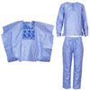 HDAfricanDress African Clothes For Children Blue Long Sleeve 2024 Bazin Robe Shirt Pant 3 PCS Set 105