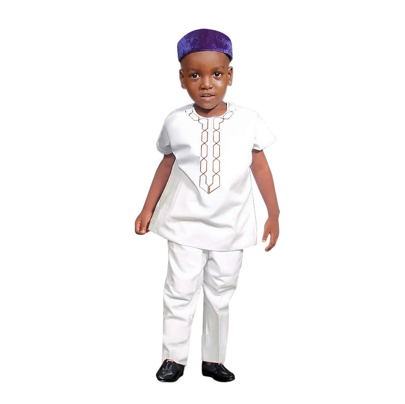 HDAfricanDress African Children Shirt Pant 2 Pieces Set For Boys 2023 Summer Dashiki Short Sleeve 109