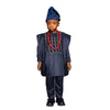 HDAfricanDress African Clothes For Kids Boys Embroidery Dark Blue Long Sleeve Dashiki Shirt Pant Robe 101