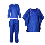 HDAfricanDress 2024 African Clothes For Child White Blue Bazin Long Sleeve Dashiki Robe 3 PCS Set 1010