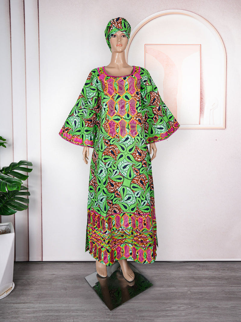 HDAfricanDress African Dresses For Women Ankara Robe Ramadan 2024 Traditional Dashiki Maxi Clothes 115