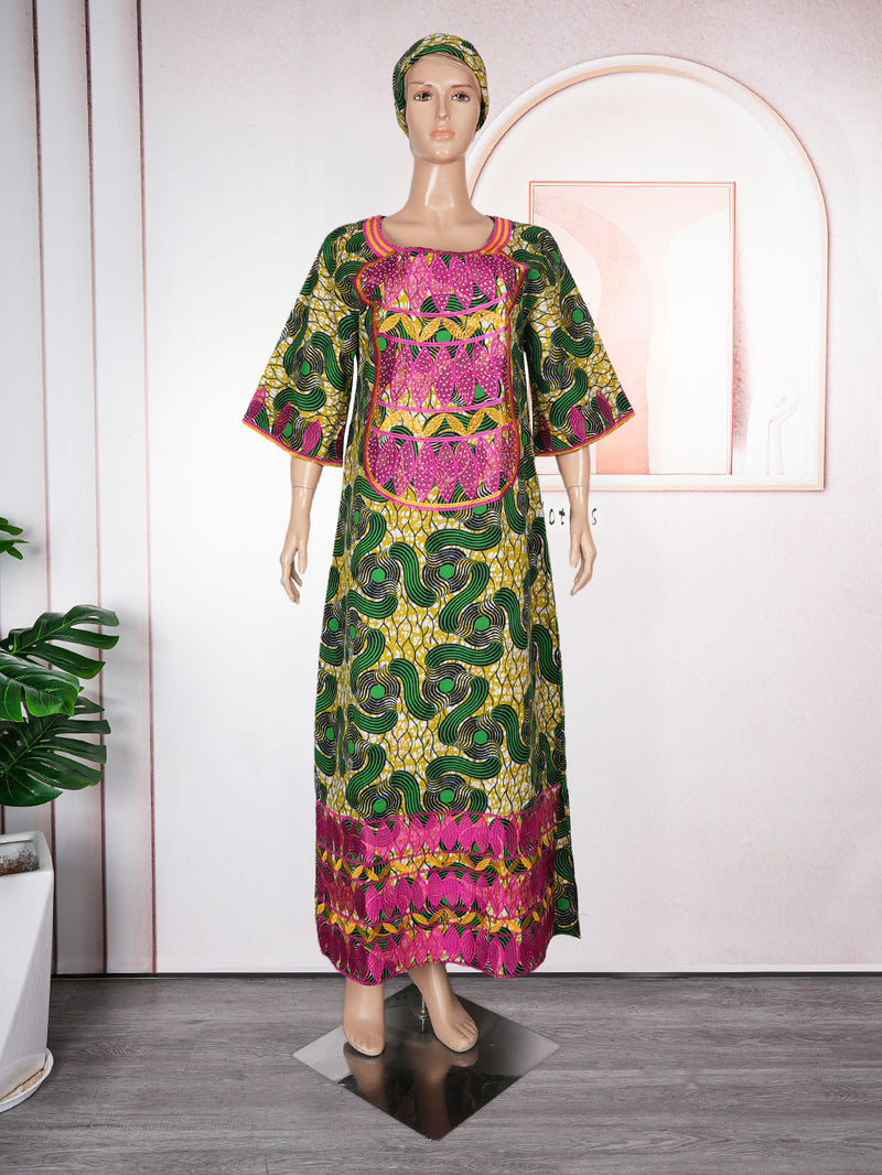 HDAfricanDress 2024 New Arrivals African Dresses For Women Wax Cloth Dashiki Bazin Ankara Traditional Clothes 1014