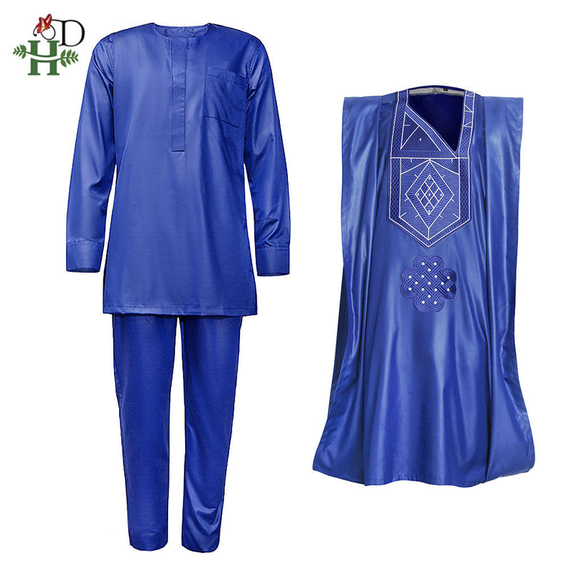HDAfricanDress Africaine Hommes Ankara Agbada For Men Traditional Party 3 PCS Set 104
