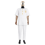 HDAfricanDress Men 2 Pieces Set Fashion Embroidered Tops and Pants Clothing 102