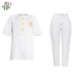 HDAfricanDress Men 2 Pieces Set Fashion Embroidered Tops and Pants Clothing 104