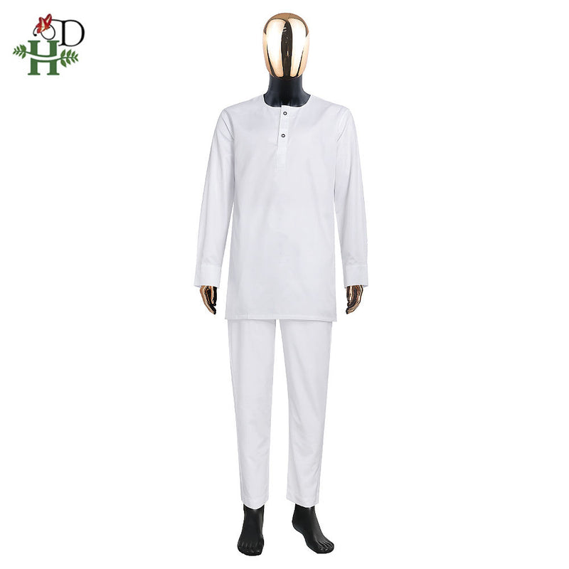 HDAfricanDress  Rich Bazin Original Embroidery White Clothing Men 3 PCS Set Party Occasion 105